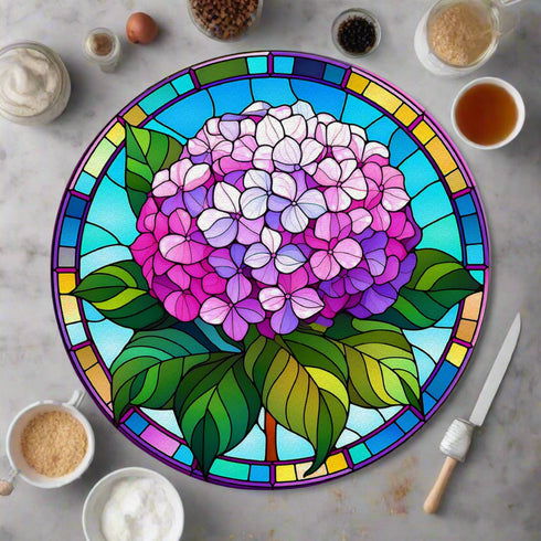 Hydrangea Circular Glass Suncatcher Worktop Saver